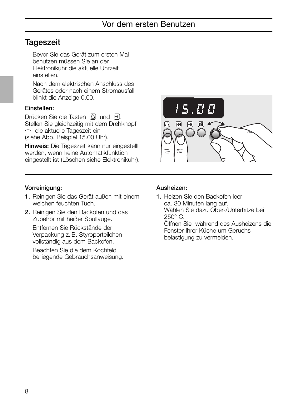 Vor dem ersten benutzen tageszeit | Neff B132 User Manual | Page 8 / 156