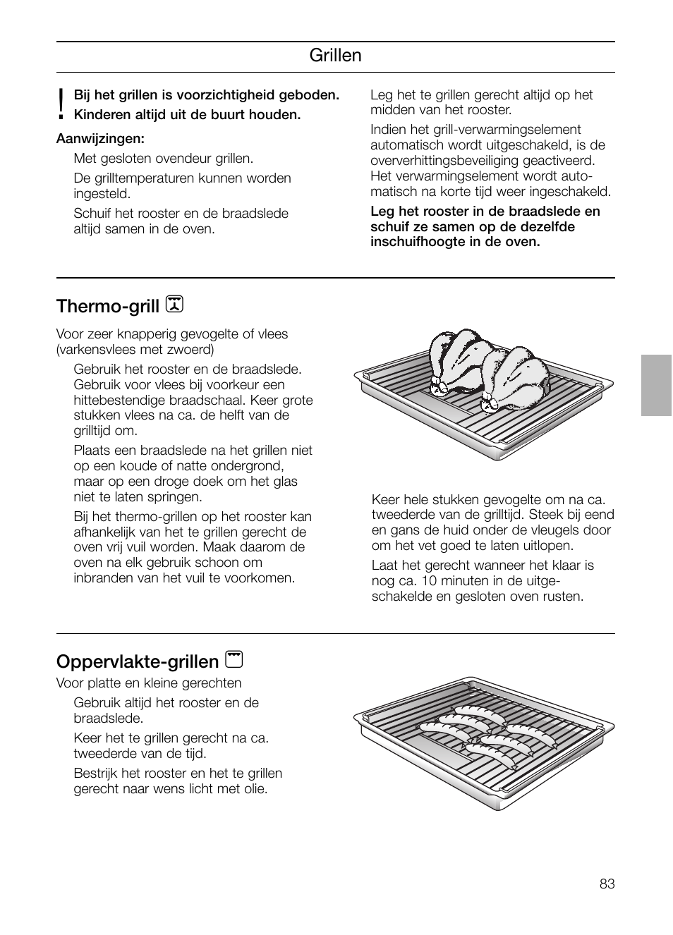 Grillen oppervlakte-grillen, Thermo-grill | Neff B132 User Manual | Page 83 / 156