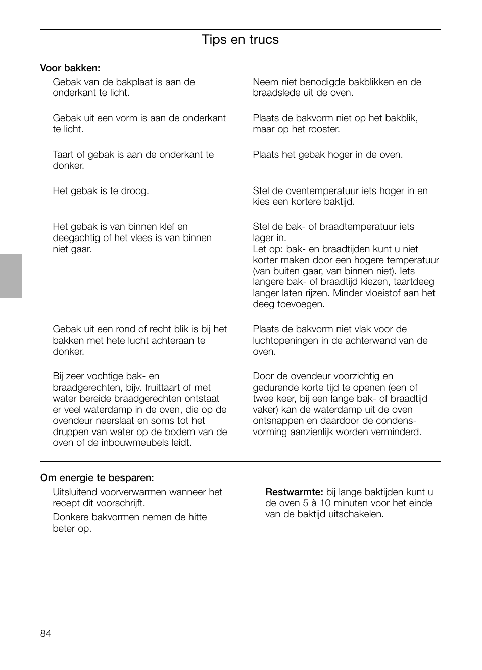 Tips en trucs | Neff B132 User Manual | Page 84 / 156