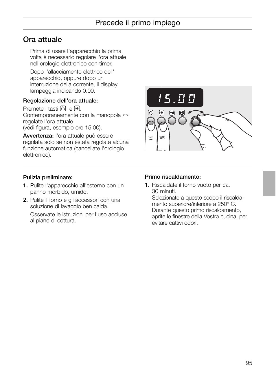 Precede il primo impiego ora attuale | Neff B132 User Manual | Page 95 / 156