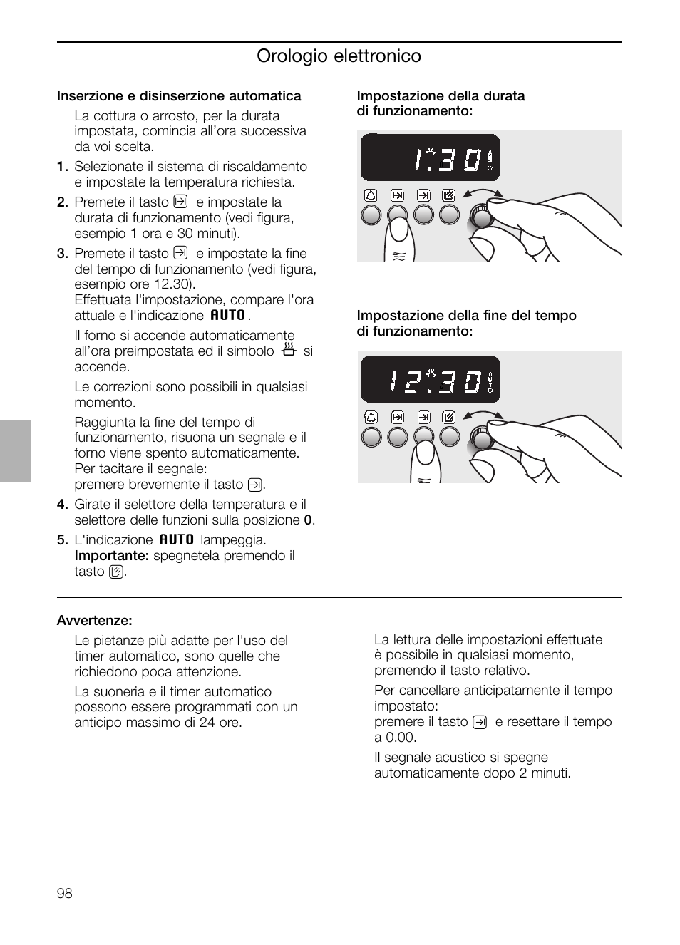 Orologio elettronico | Neff B132 User Manual | Page 98 / 156