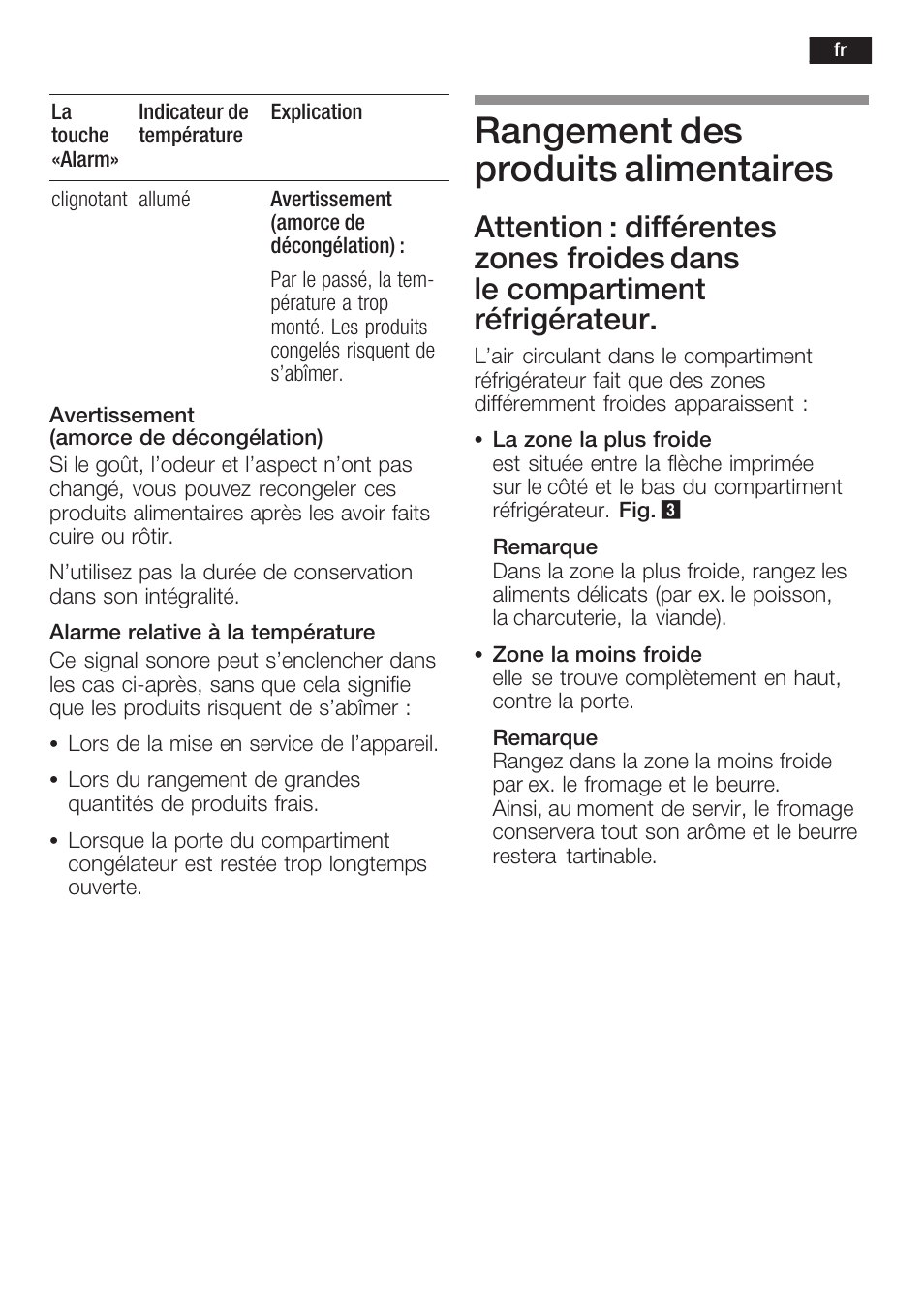 Rangement des produits alimentaires | Neff K8341X0 User Manual | Page 47 / 100