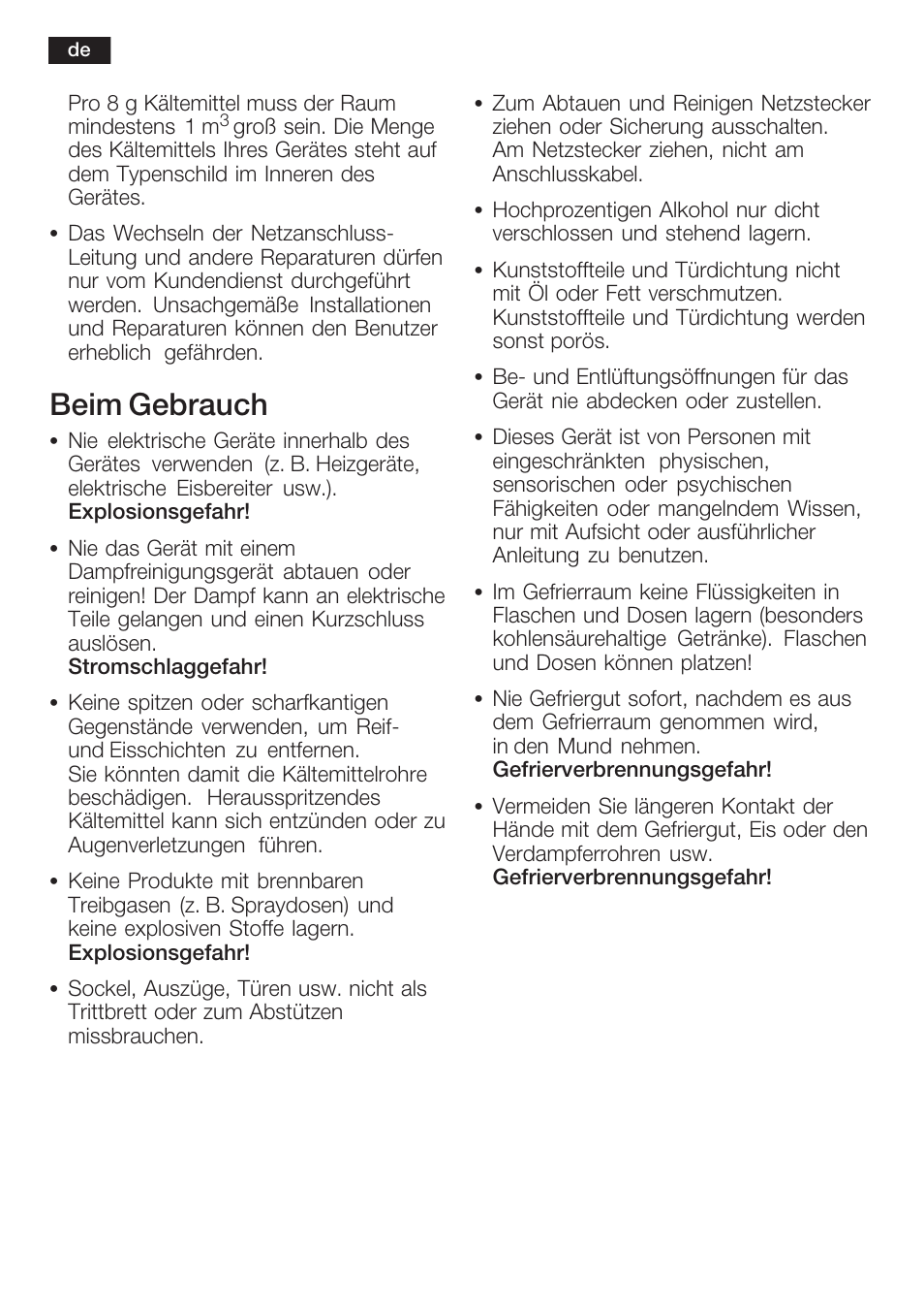 Beim gebrauch | Neff K8341X0 User Manual | Page 6 / 100