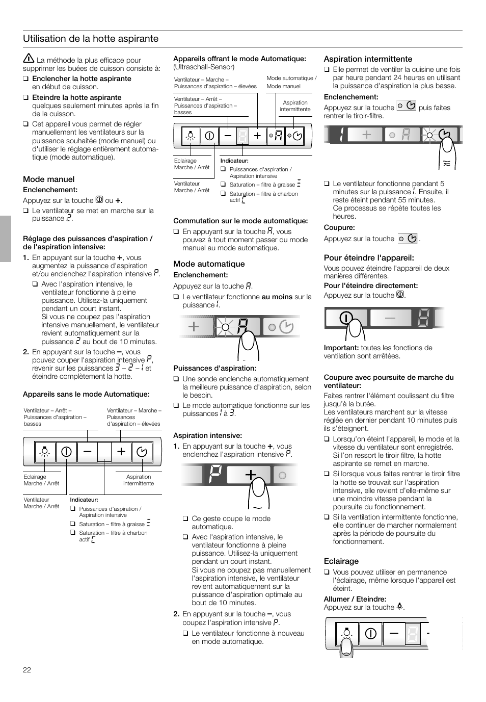 Utilisation de la hotte aspirante | Neff D4692X0 User Manual | Page 22 / 68