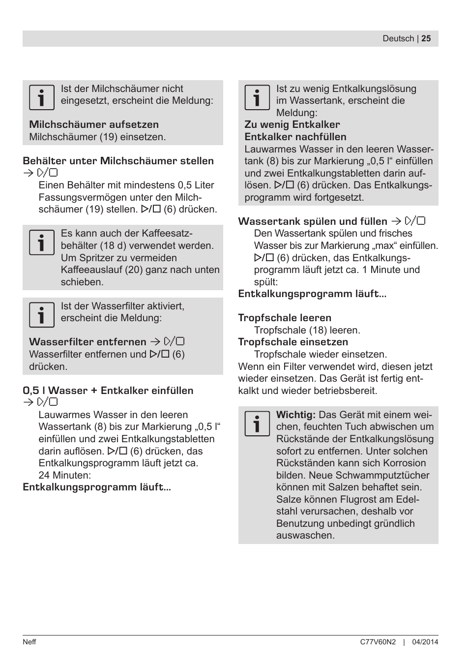 Neff C77V60N2 User Manual | Page 27 / 98