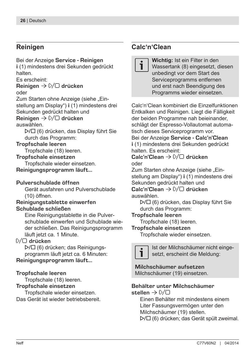 Neff C77V60N2 User Manual | Page 28 / 98