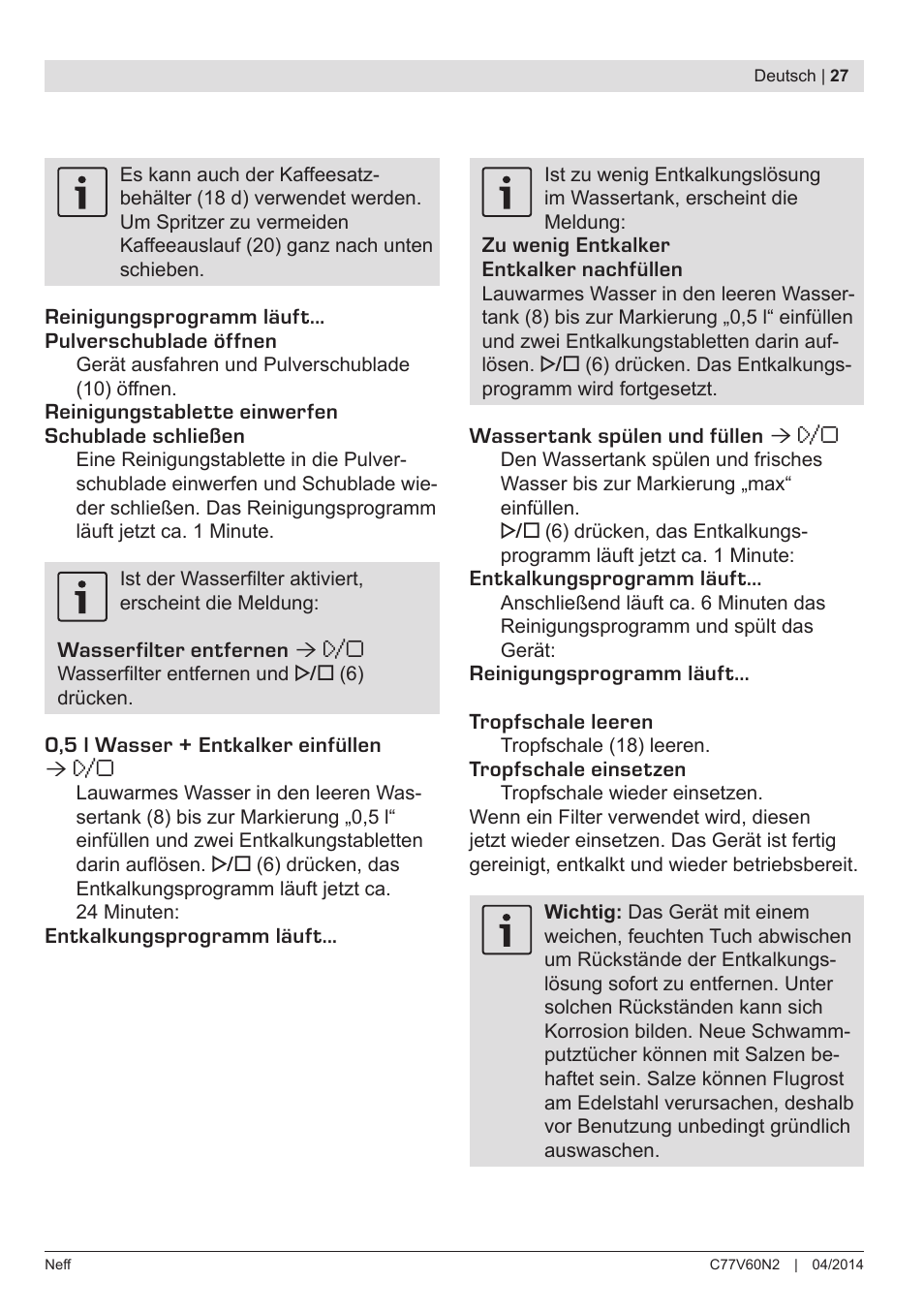 Neff C77V60N2 User Manual | Page 29 / 98