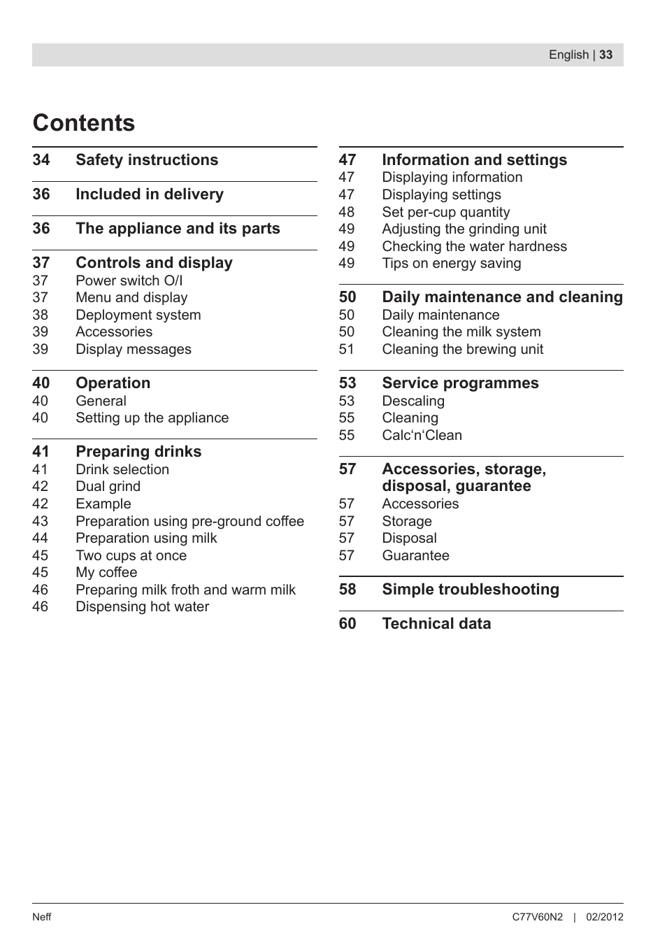 Neff C77V60N2 User Manual | Page 35 / 98