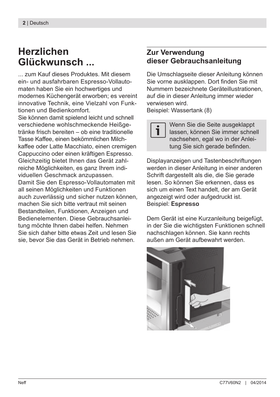 Herzlichen glückwunsch, Zur verwendung dieser gebrauchsanleitung | Neff C77V60N2 User Manual | Page 4 / 98