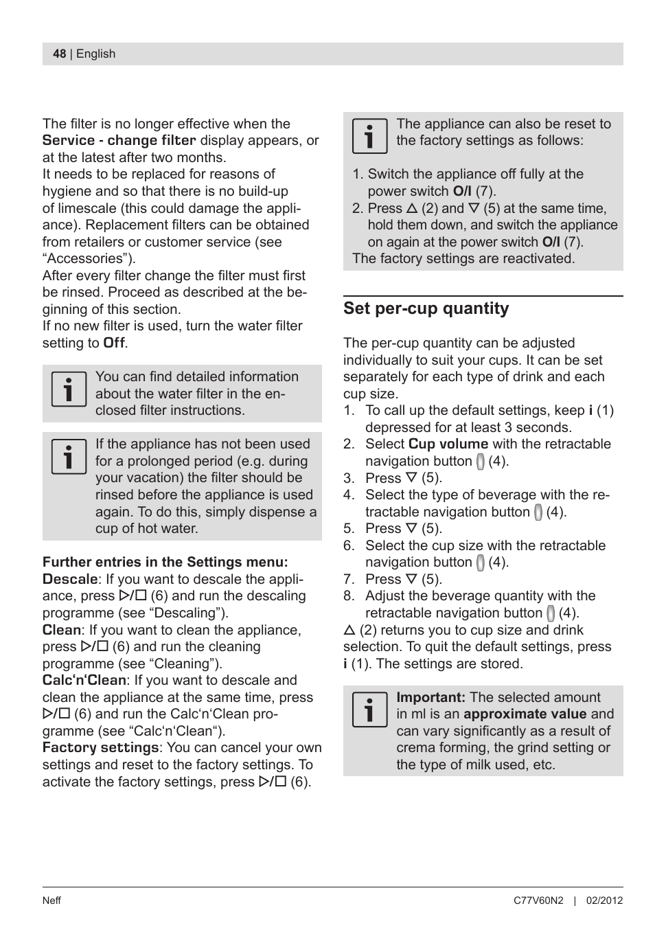 Neff C77V60N2 User Manual | Page 50 / 98