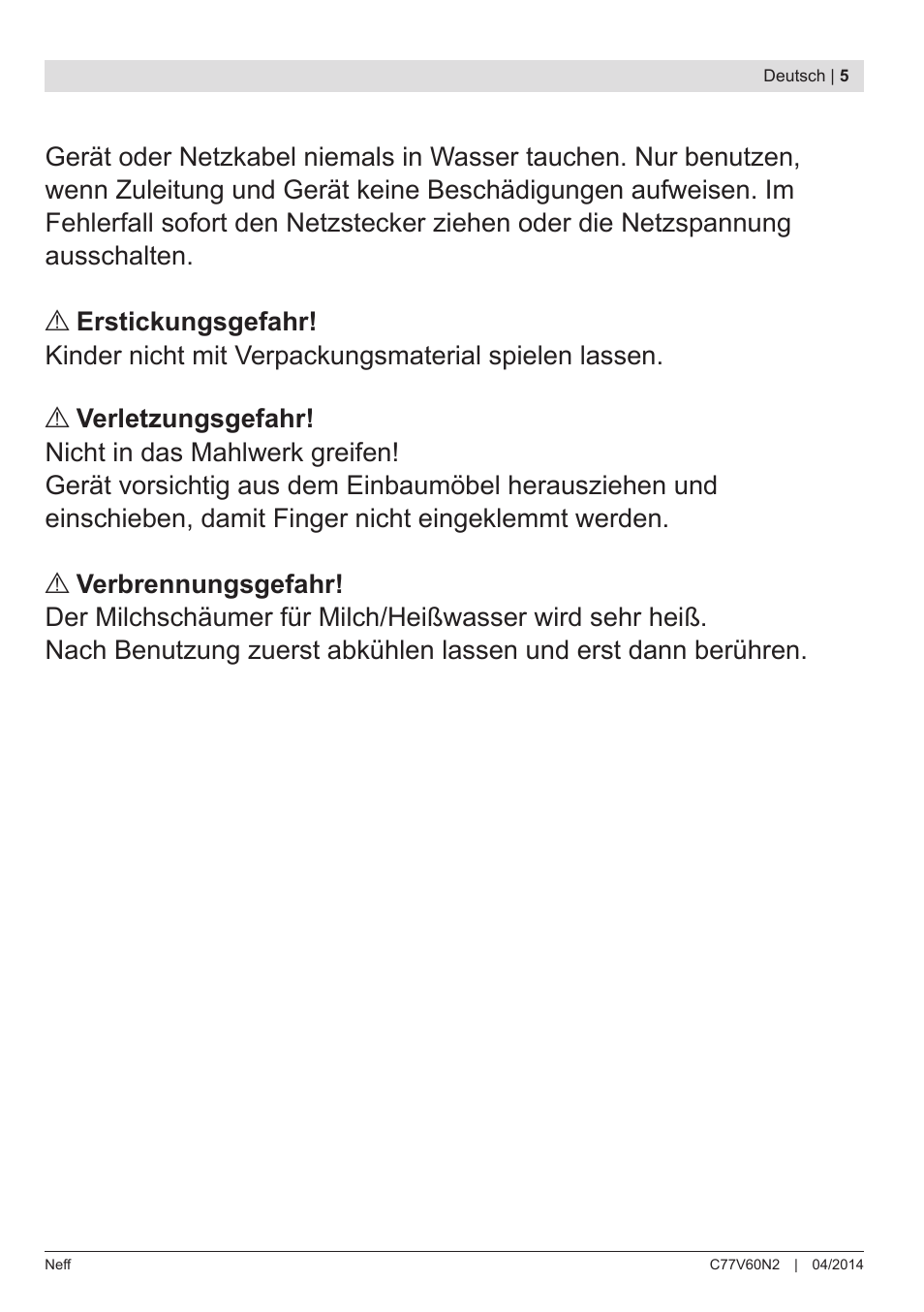 Neff C77V60N2 User Manual | Page 7 / 98