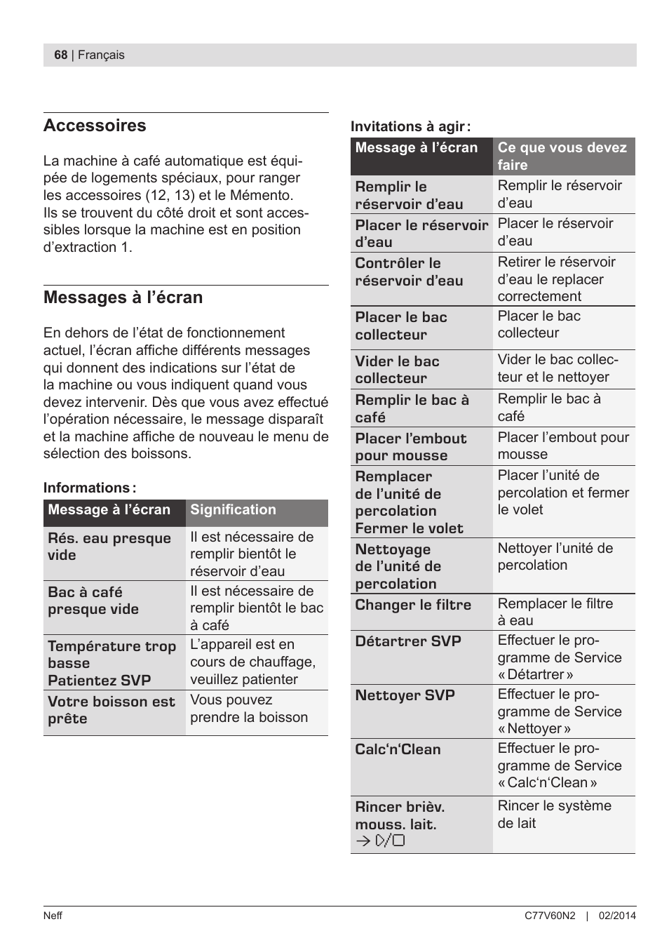 Neff C77V60N2 User Manual | Page 70 / 98