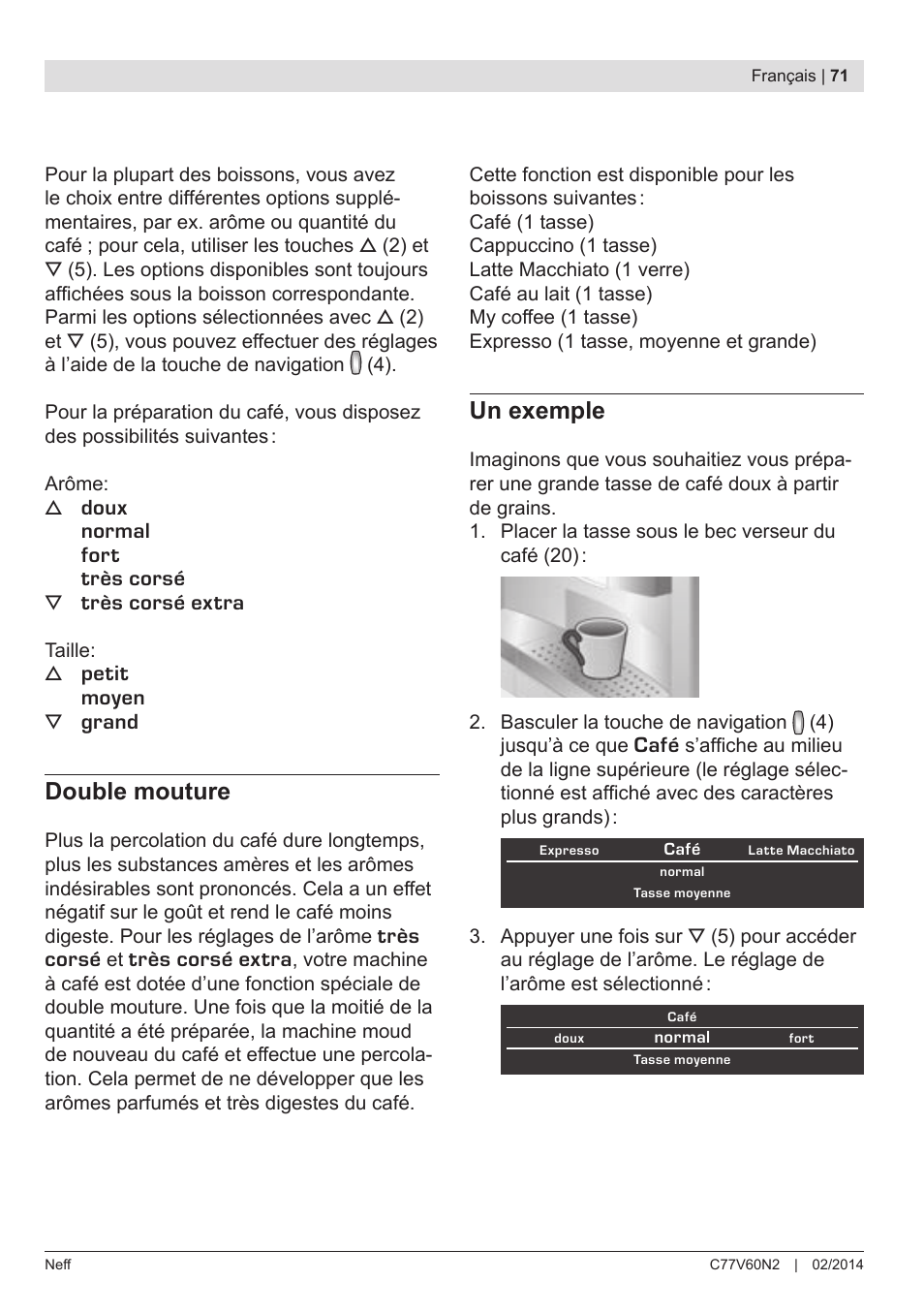 Double mouture, Un exemple | Neff C77V60N2 User Manual | Page 73 / 98