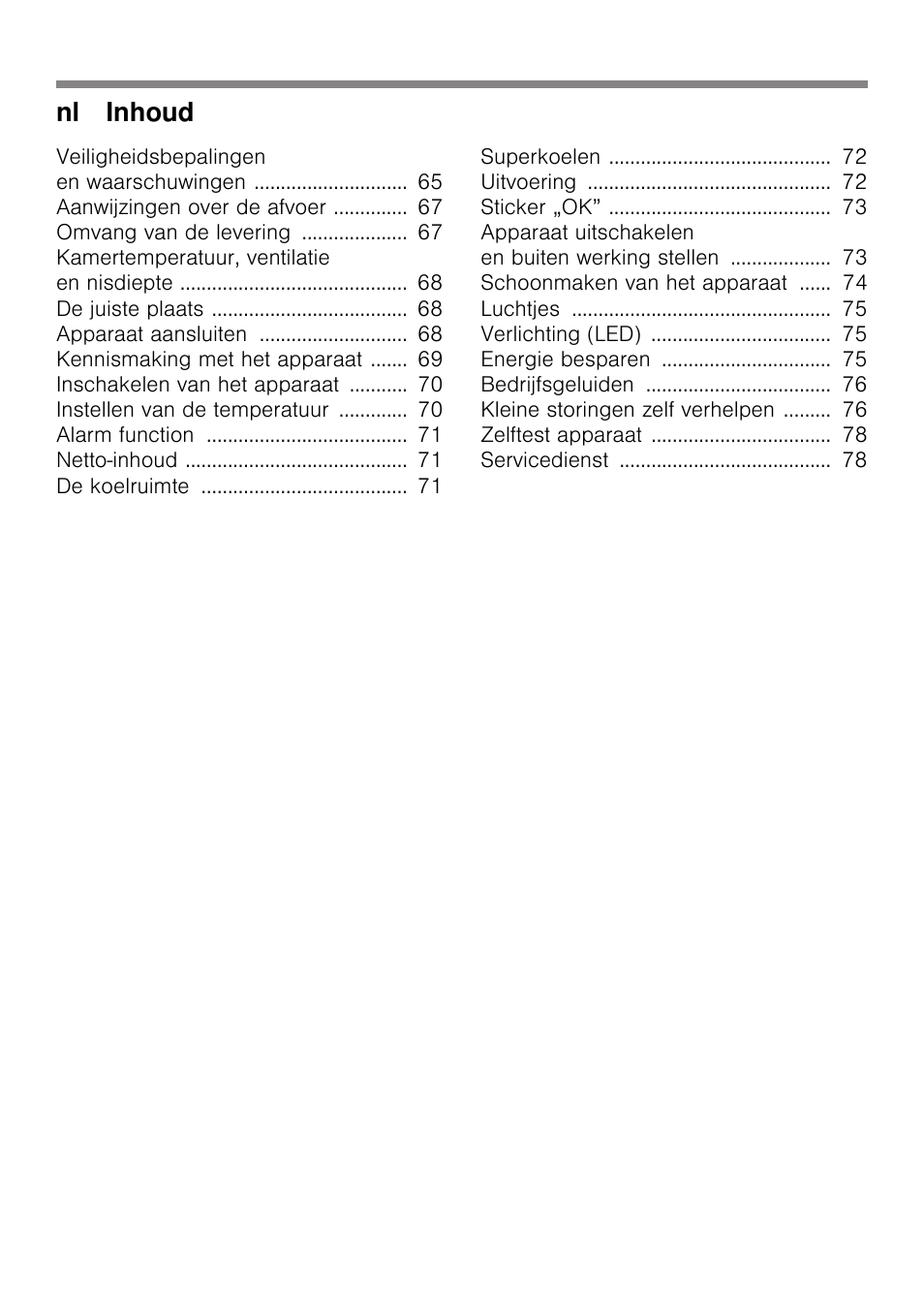 Nl inhoud | Neff KI2223D40 User Manual | Page 4 / 83