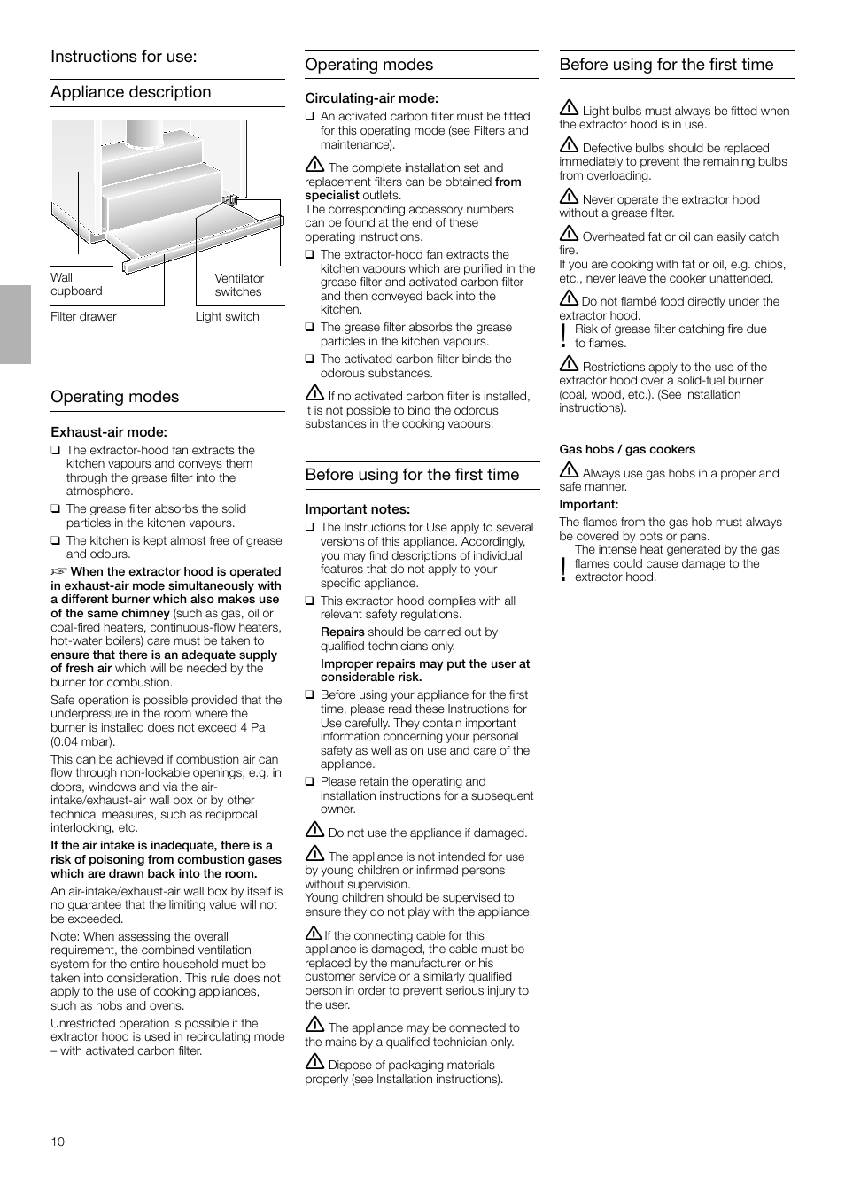 Neff D4654X0 User Manual | Page 10 / 56