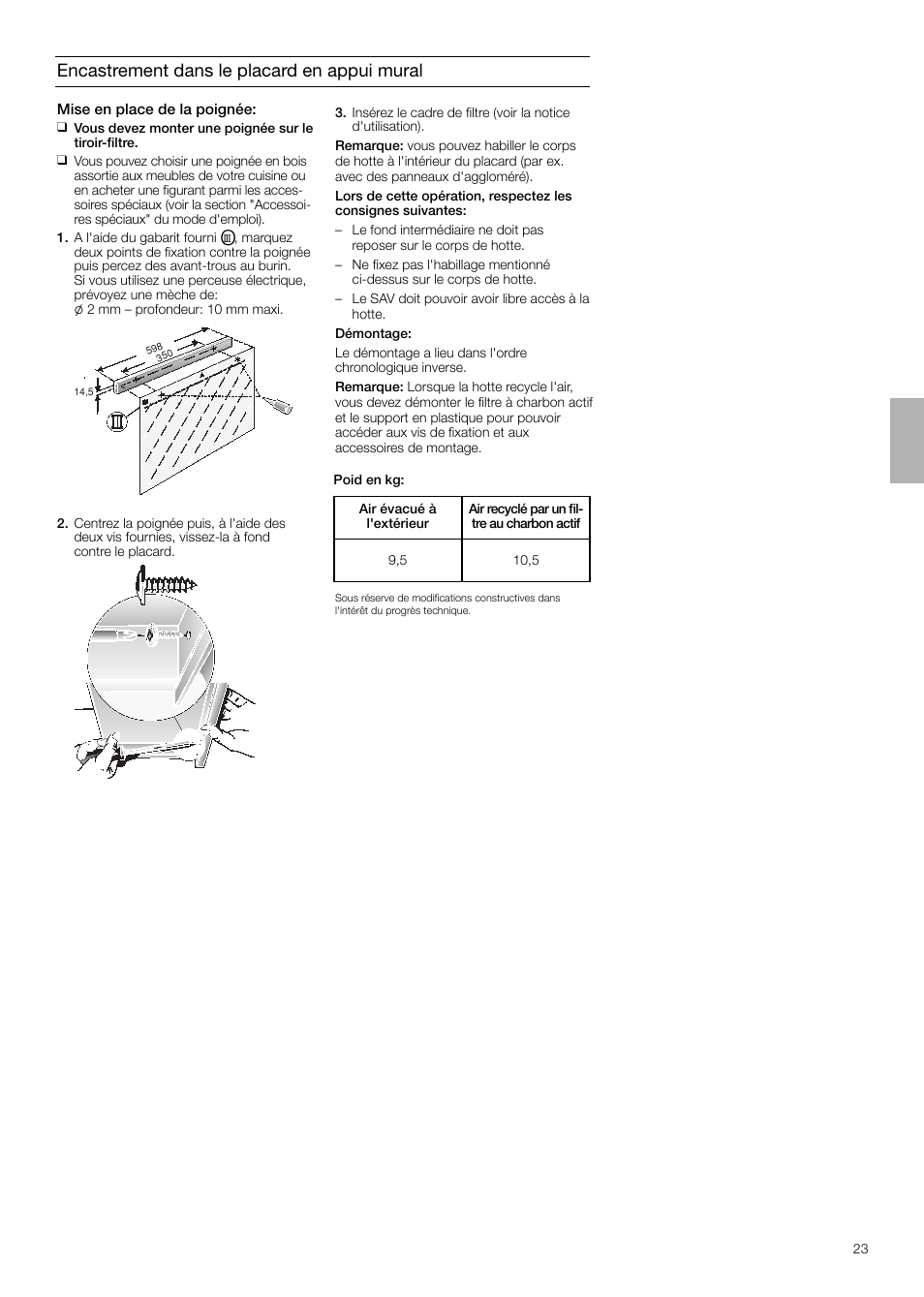 Encastrement dans le placard en appui mural | Neff D4654X0 User Manual | Page 23 / 56