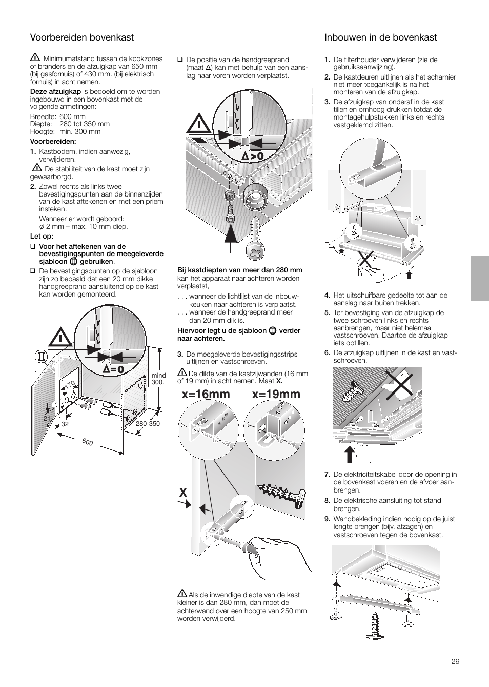 Xx=16mm x=19mm | Neff D4654X0 User Manual | Page 29 / 56