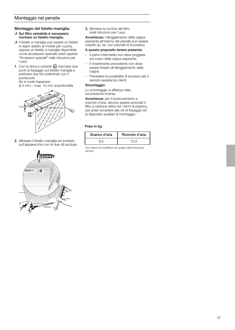 Montaggio nel pensile | Neff D4654X0 User Manual | Page 37 / 56