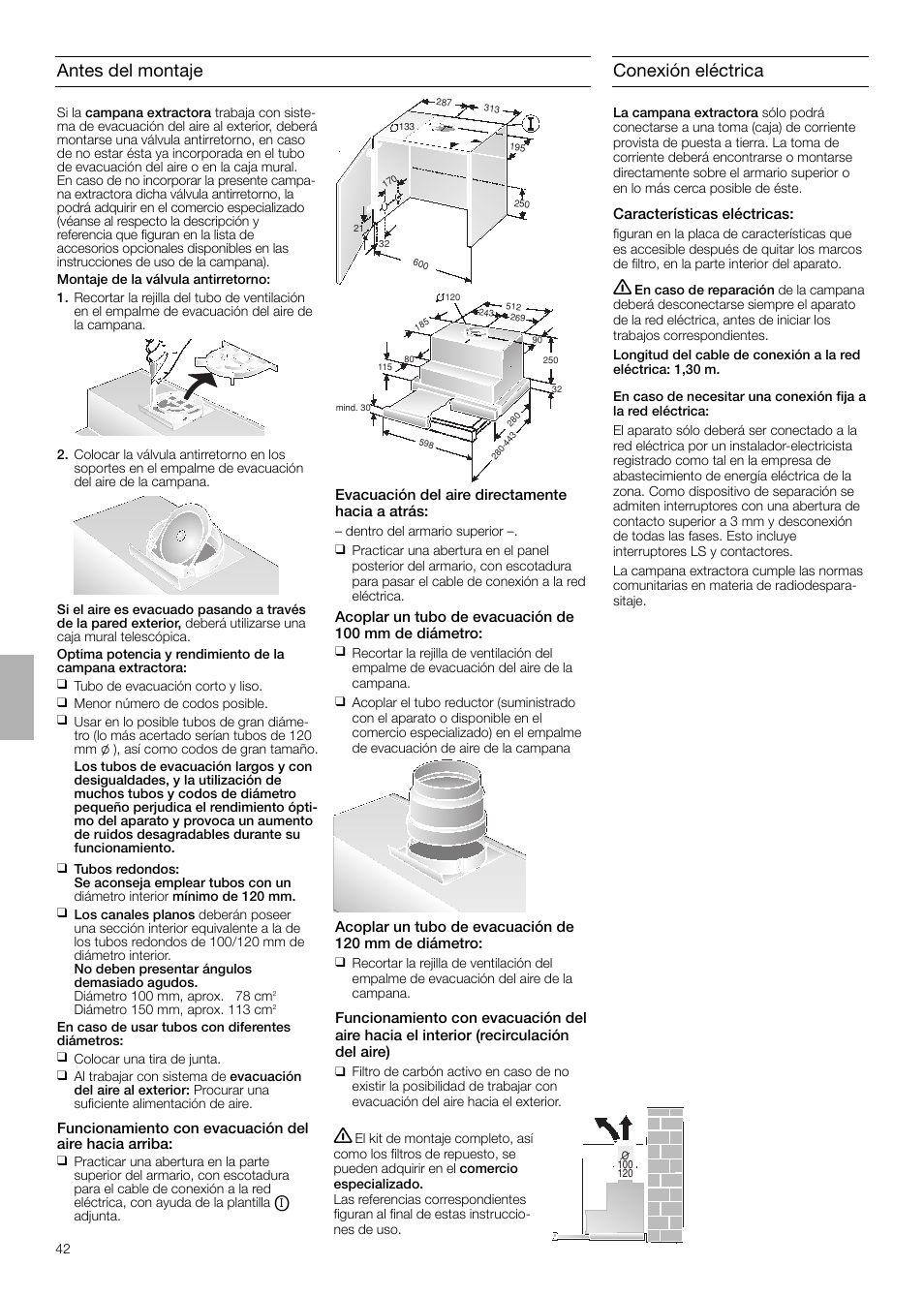 Antes del montaje, Conexión eléctrica | Neff D4654X0 User Manual | Page 42 / 56