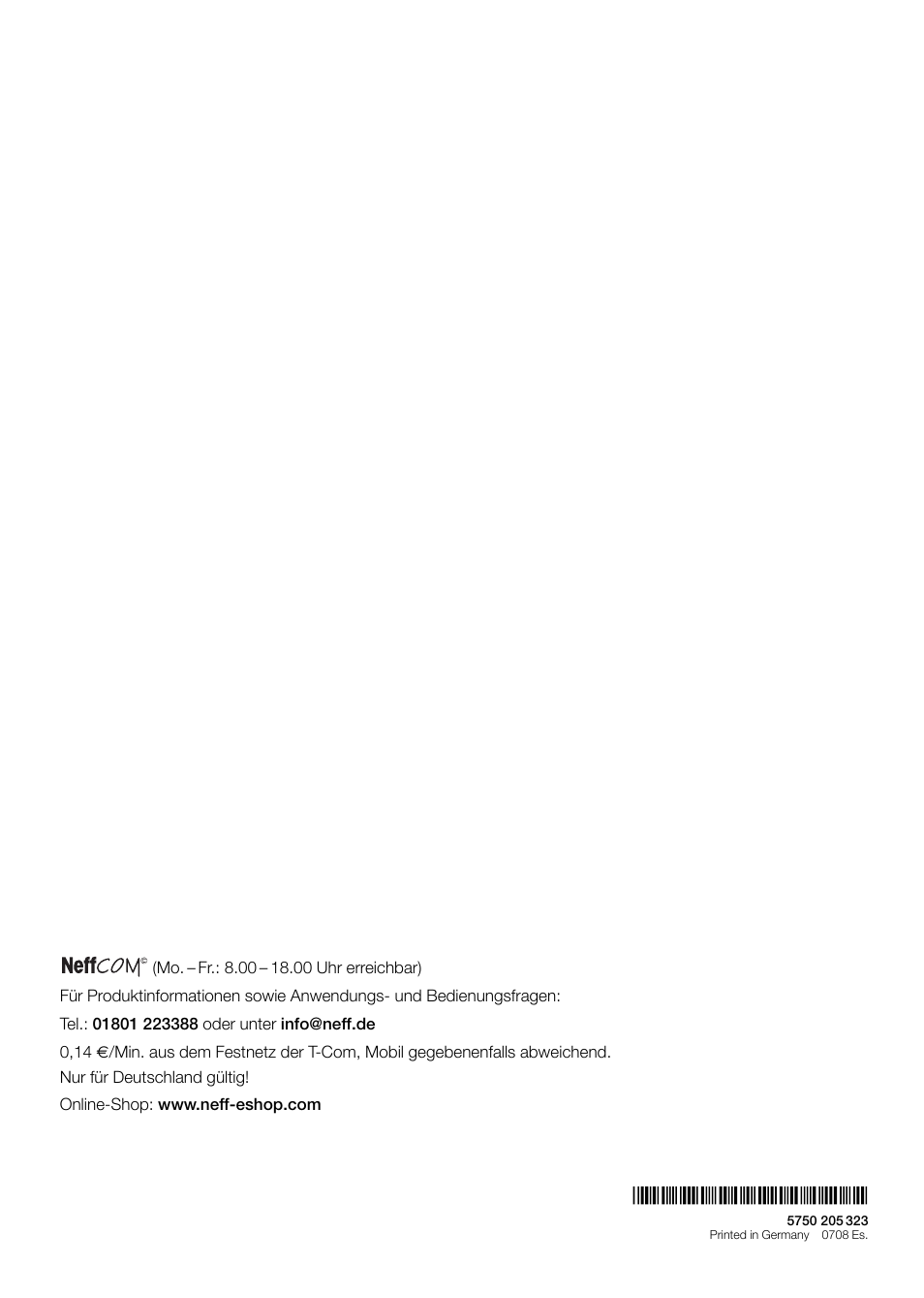 Neff D4654X0 User Manual | Page 56 / 56