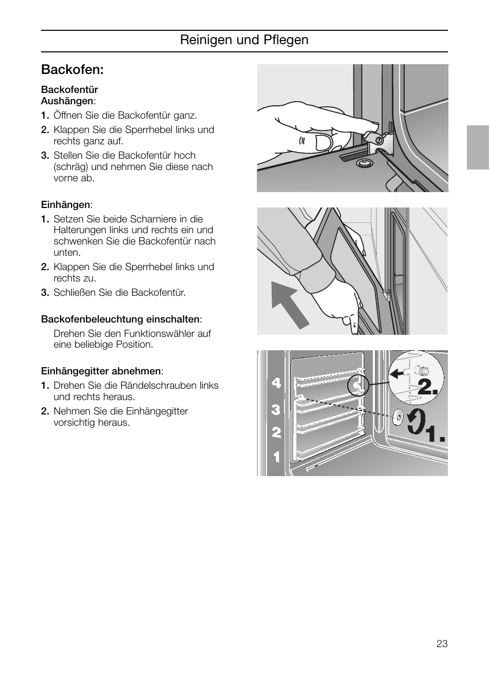 Reinigen und pflegen backofen | Neff B132 User Manual | Page 23 / 124