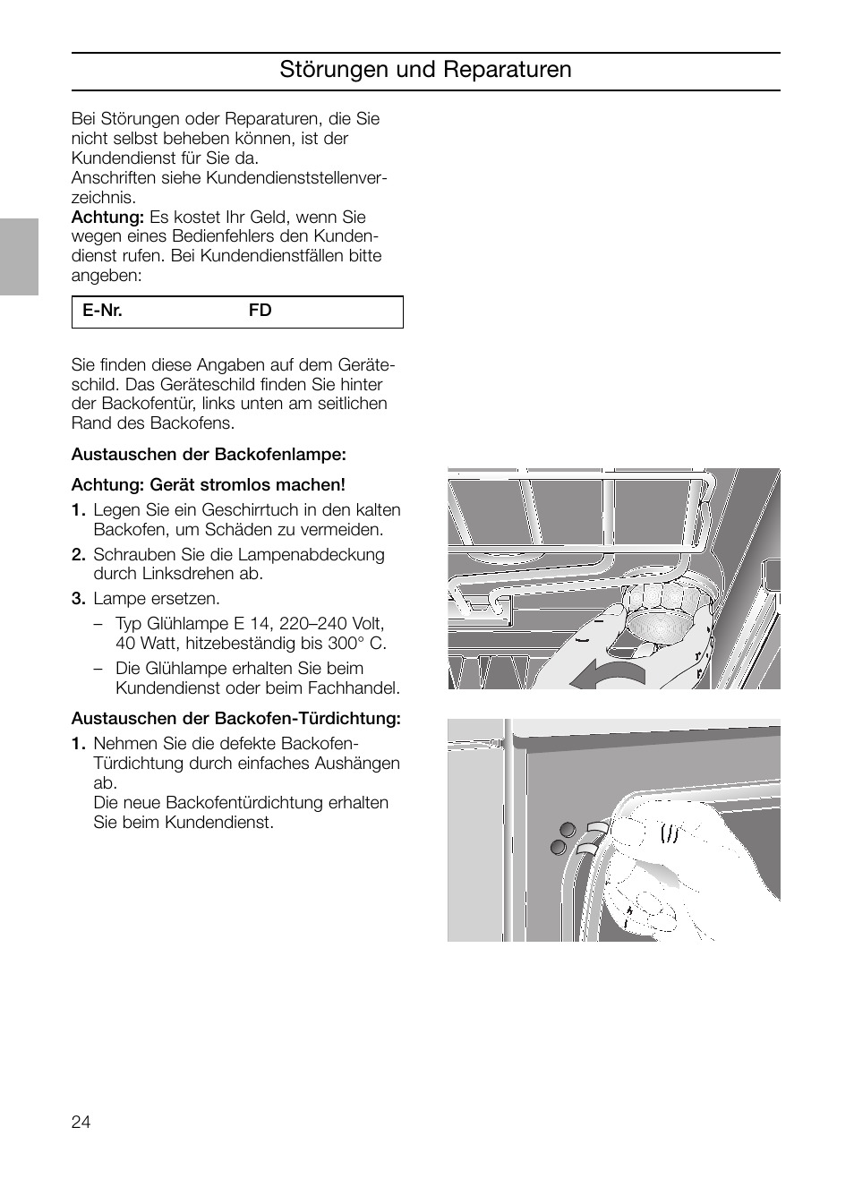 Störungen und reparaturen | Neff B132 User Manual | Page 24 / 124