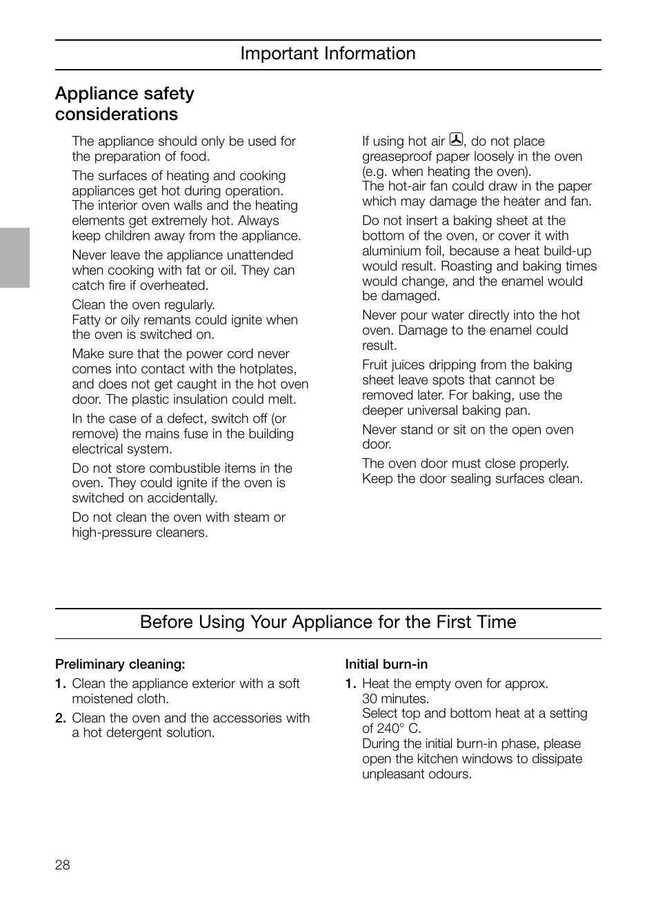 Before using your appliance for the first time | Neff B132 User Manual | Page 28 / 124