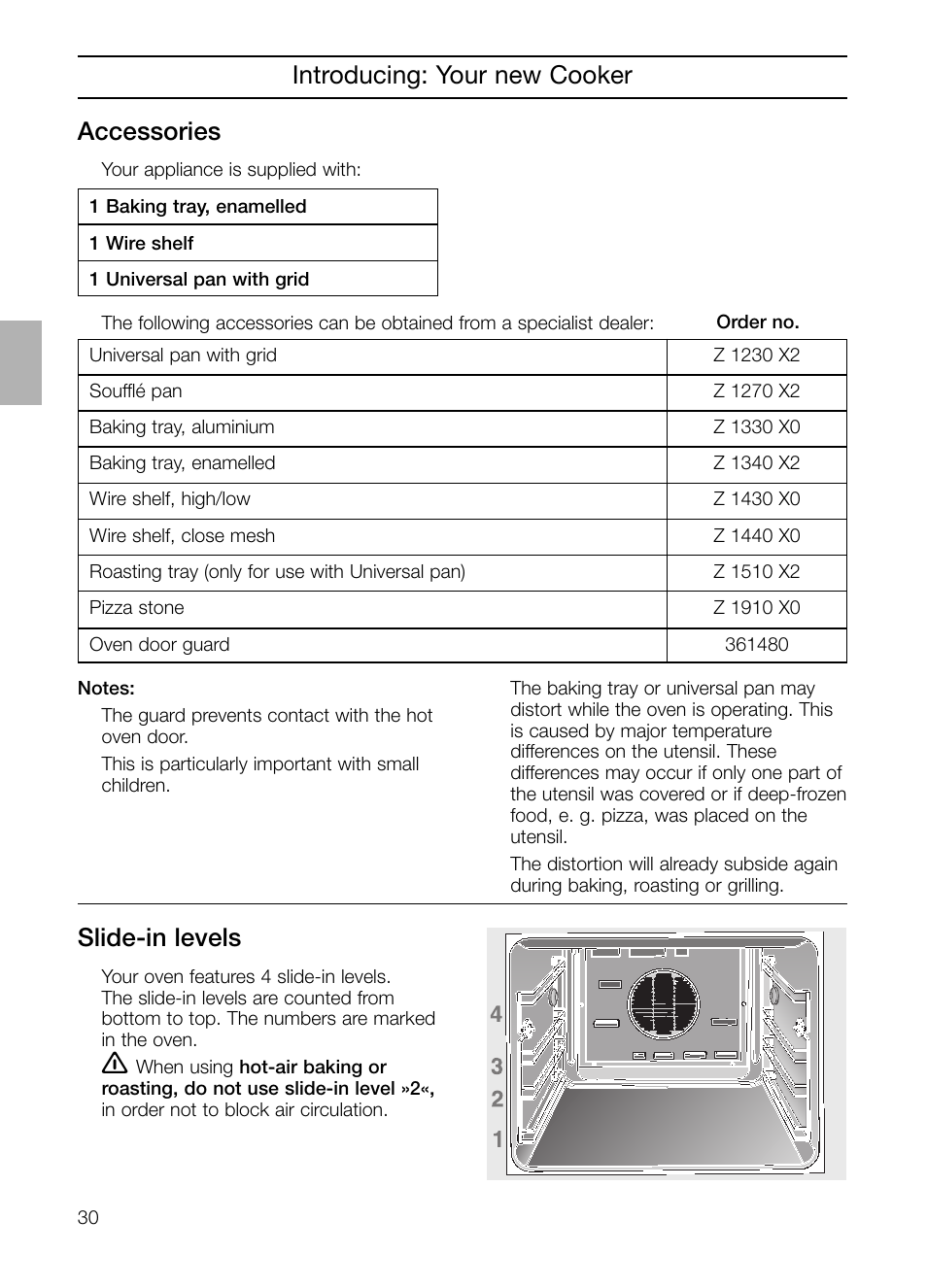 Introducing: your new cooker accessories, Slide-in levels | Neff B132 User Manual | Page 30 / 124