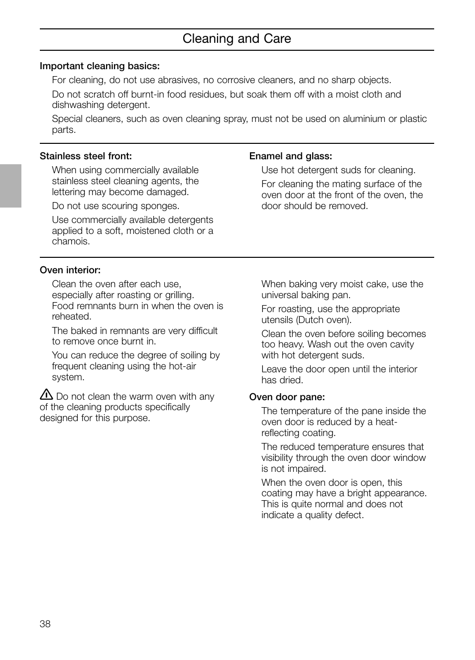 Cleaning and care | Neff B132 User Manual | Page 38 / 124