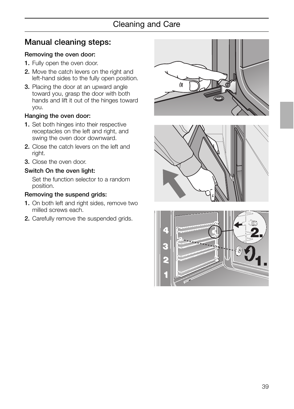 Cleaning and care manual cleaning steps | Neff B132 User Manual | Page 39 / 124