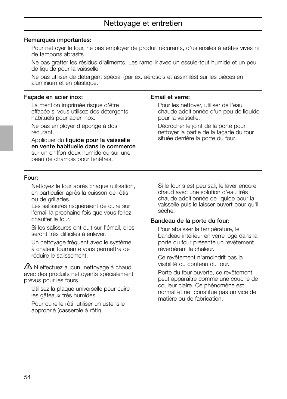 Nettoyage et entretien | Neff B132 User Manual | Page 54 / 124
