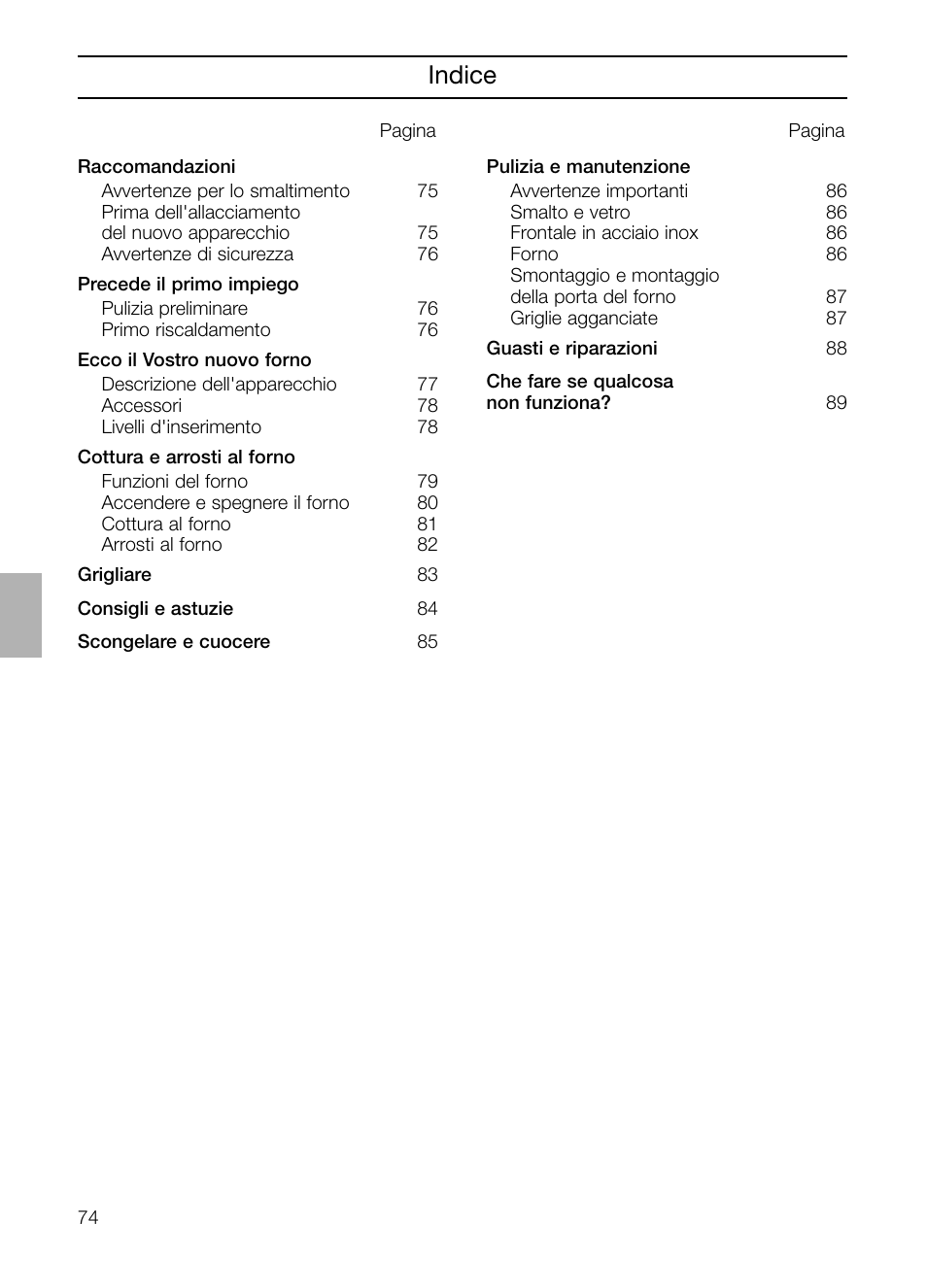 Indice | Neff B132 User Manual | Page 74 / 124