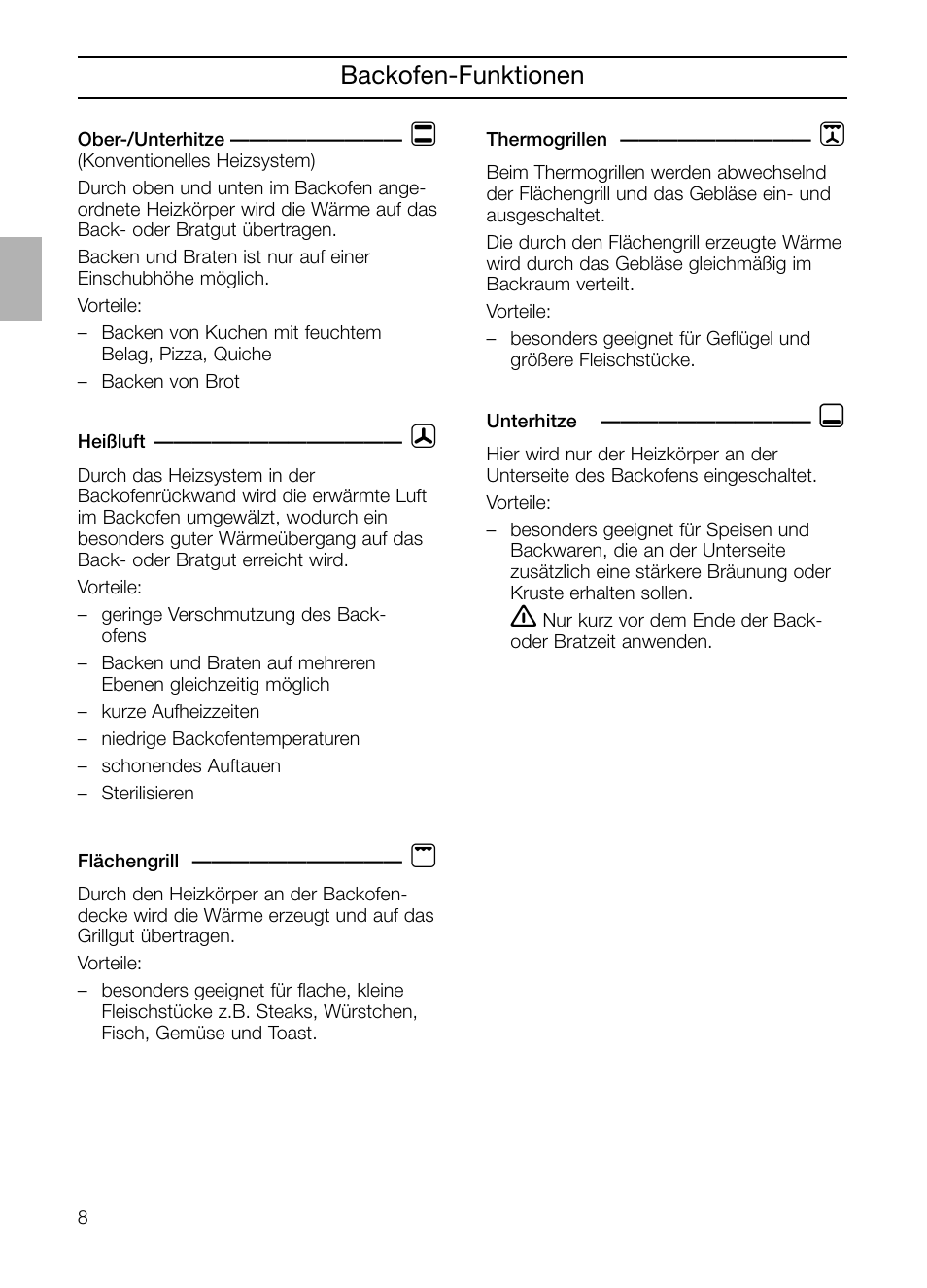 Backofen-funktionen | Neff B132 User Manual | Page 8 / 124