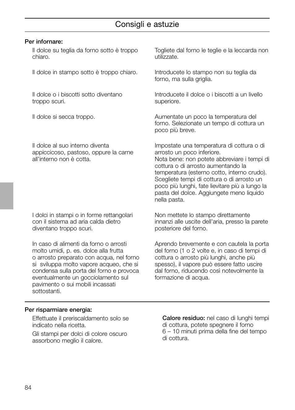 Consigli e astuzie | Neff B132 User Manual | Page 84 / 124