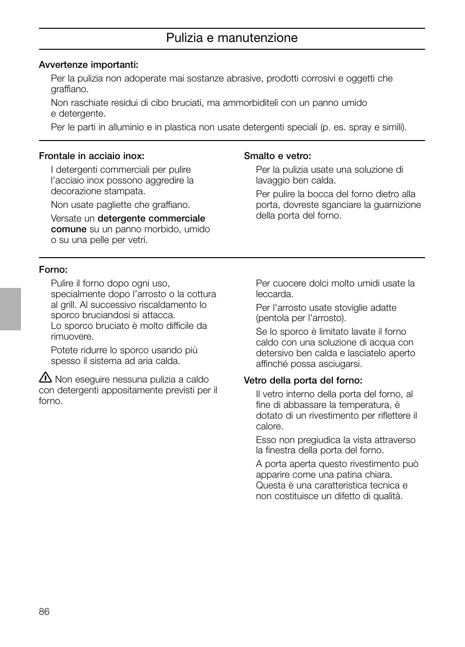 Pulizia e manutenzione | Neff B132 User Manual | Page 86 / 124