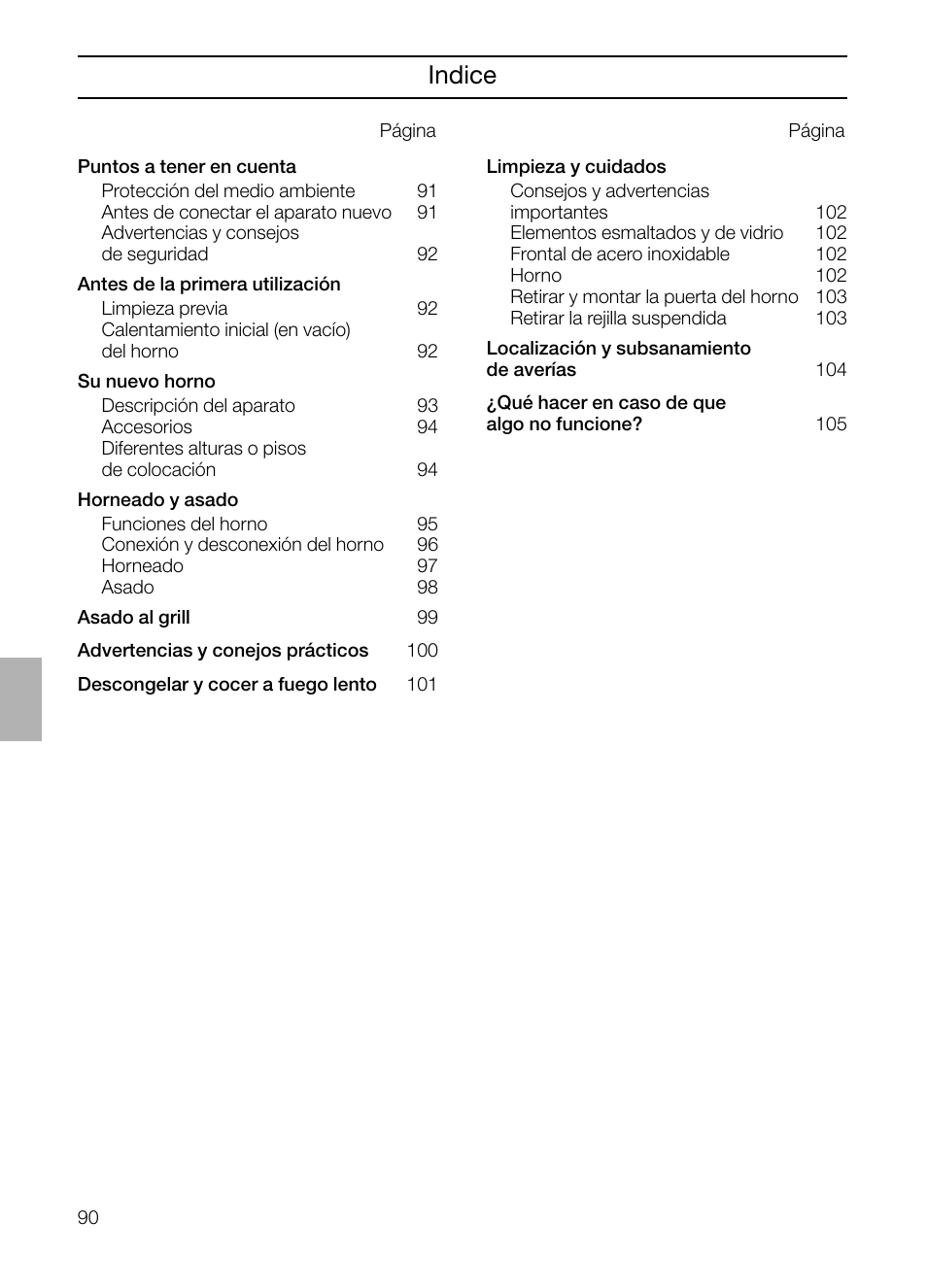 Indice | Neff B132 User Manual | Page 90 / 124