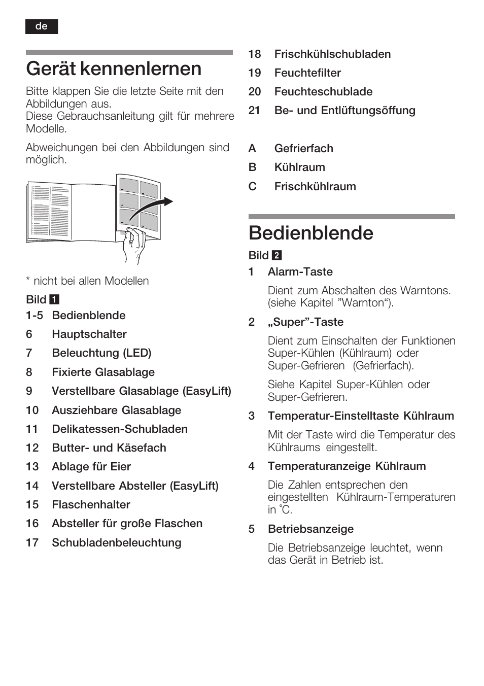 Gerät kennenlernen, Bedienblende | Neff K8225X0 User Manual | Page 8 / 104