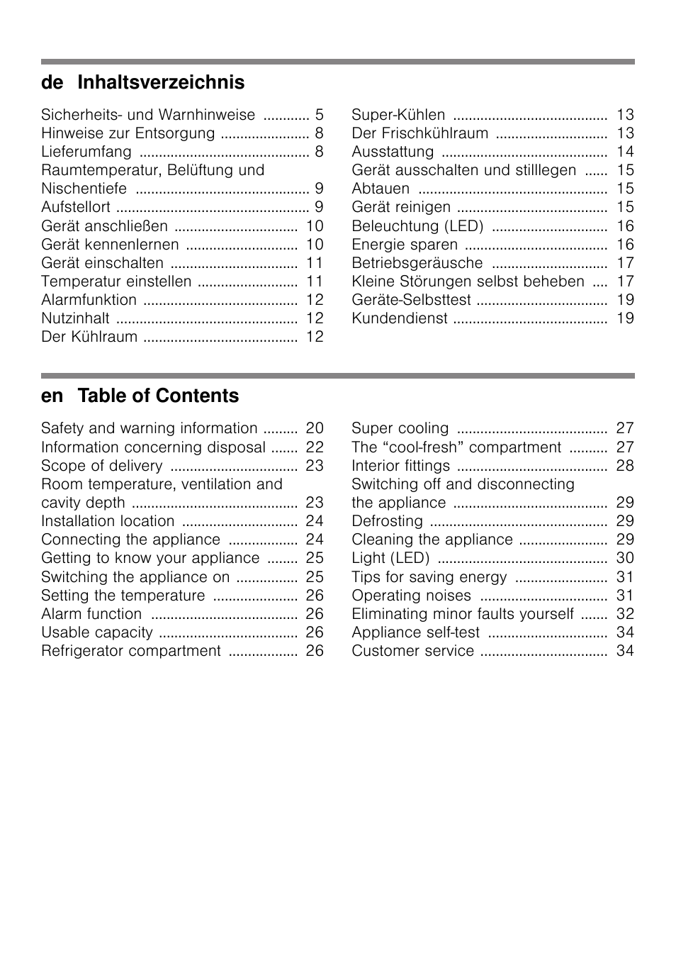 De inhaltsverzeichnis, En table of contents | Neff KI8513D30 User Manual | Page 2 / 87