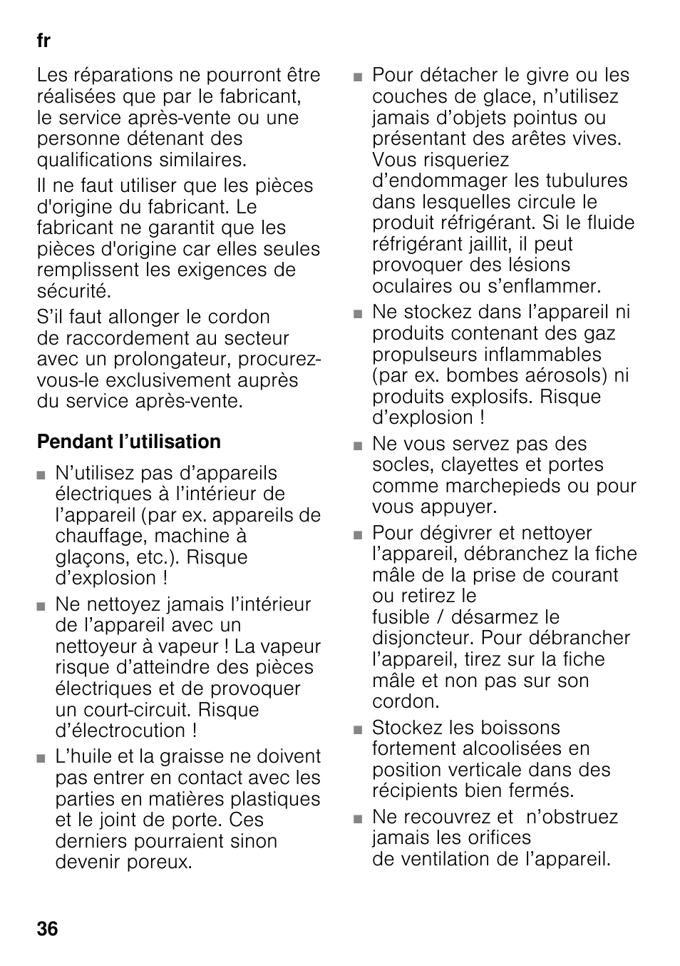 Pendant l’utilisation | Neff KI8513D30 User Manual | Page 36 / 87