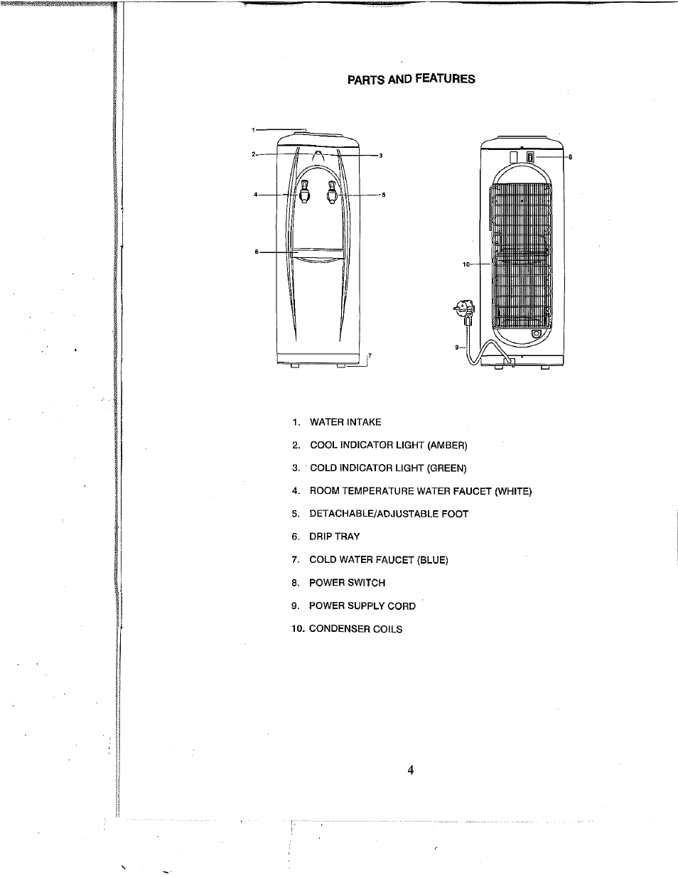 Parts and features | Avanti WD360 User Manual | Page 4 / 13