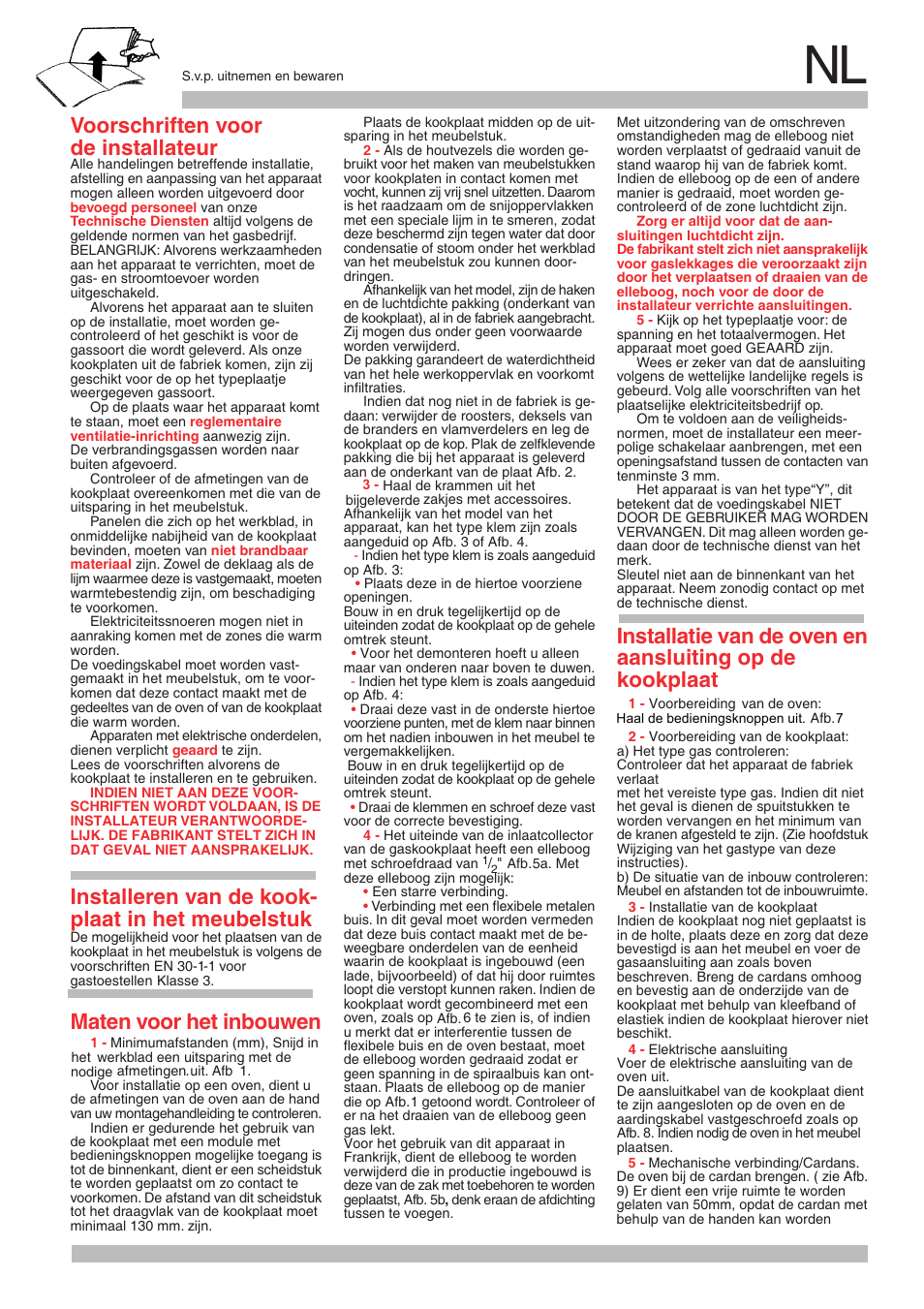 Voorschriften voor de installateur | Neff M3146N1 User Manual | Page 15 / 24