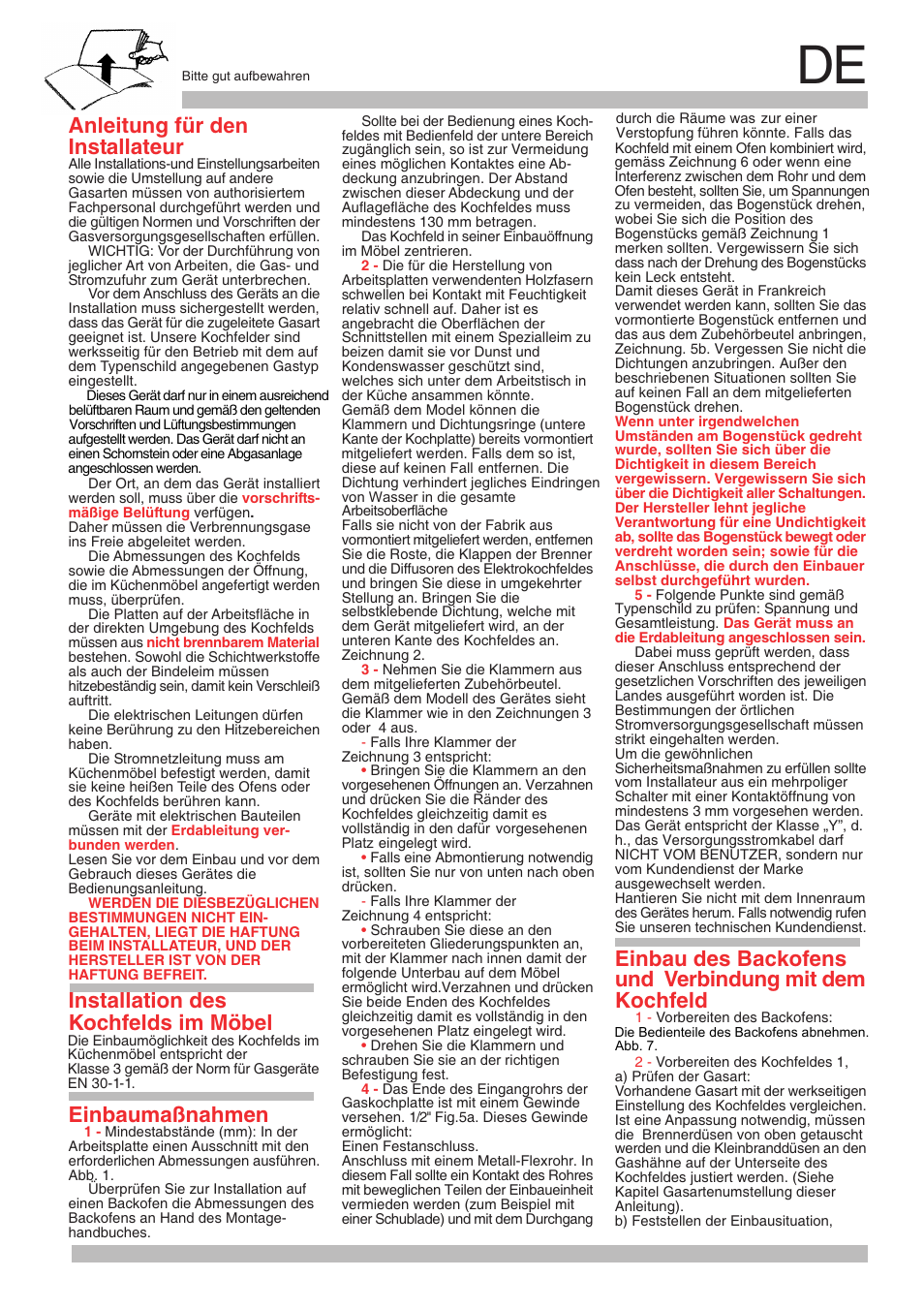Installateur, Anleitung für d en | Neff M3146N1 User Manual | Page 7 / 24
