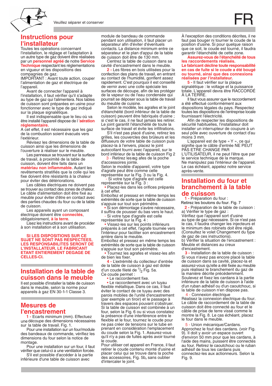 Instructions pour l'installateur | Neff M3146N1 User Manual | Page 9 / 24