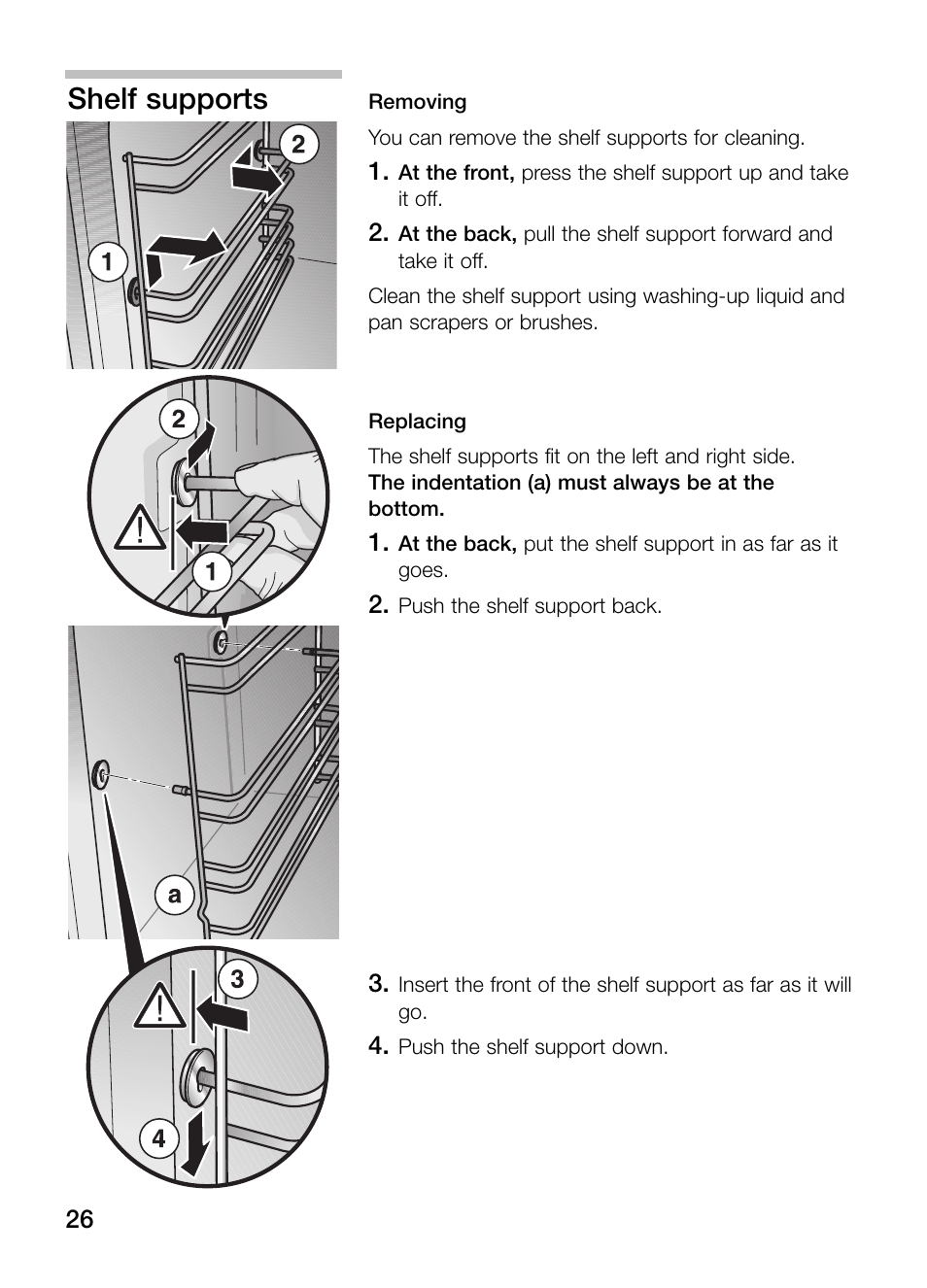 Shelf supports | Neff B132 User Manual | Page 26 / 32