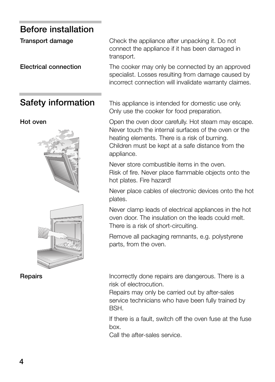 Before installation, Safety information | Neff B132 User Manual | Page 4 / 32