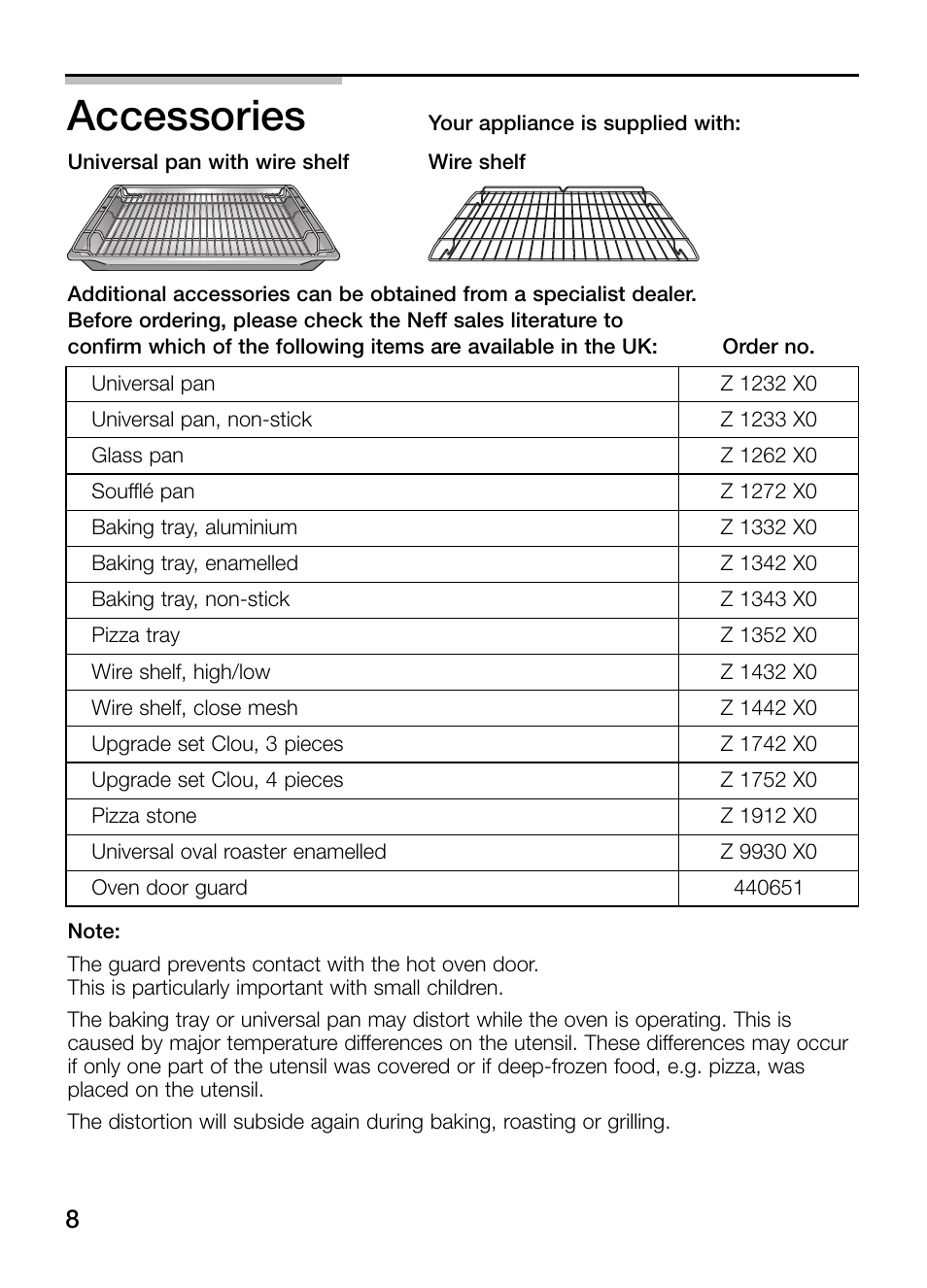 Accessories | Neff B132 User Manual | Page 8 / 32