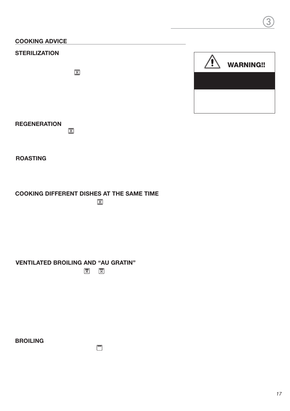 Warning | Avanti DGE 2403 SC User Manual | Page 17 / 56