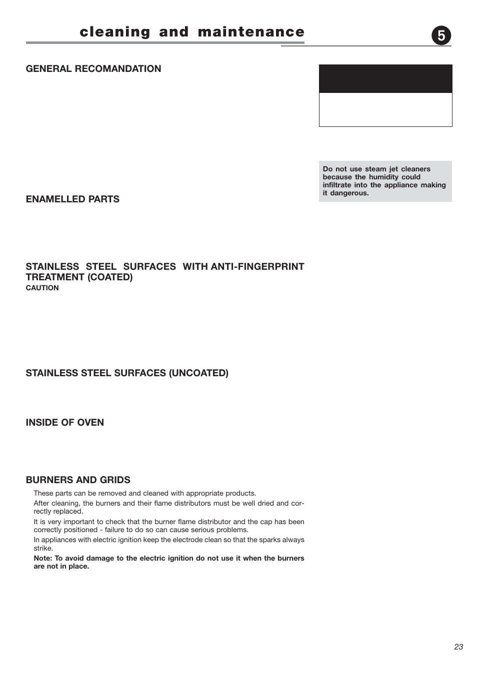 Cleaning and maintenance | Avanti DGE 2403 SC User Manual | Page 23 / 56