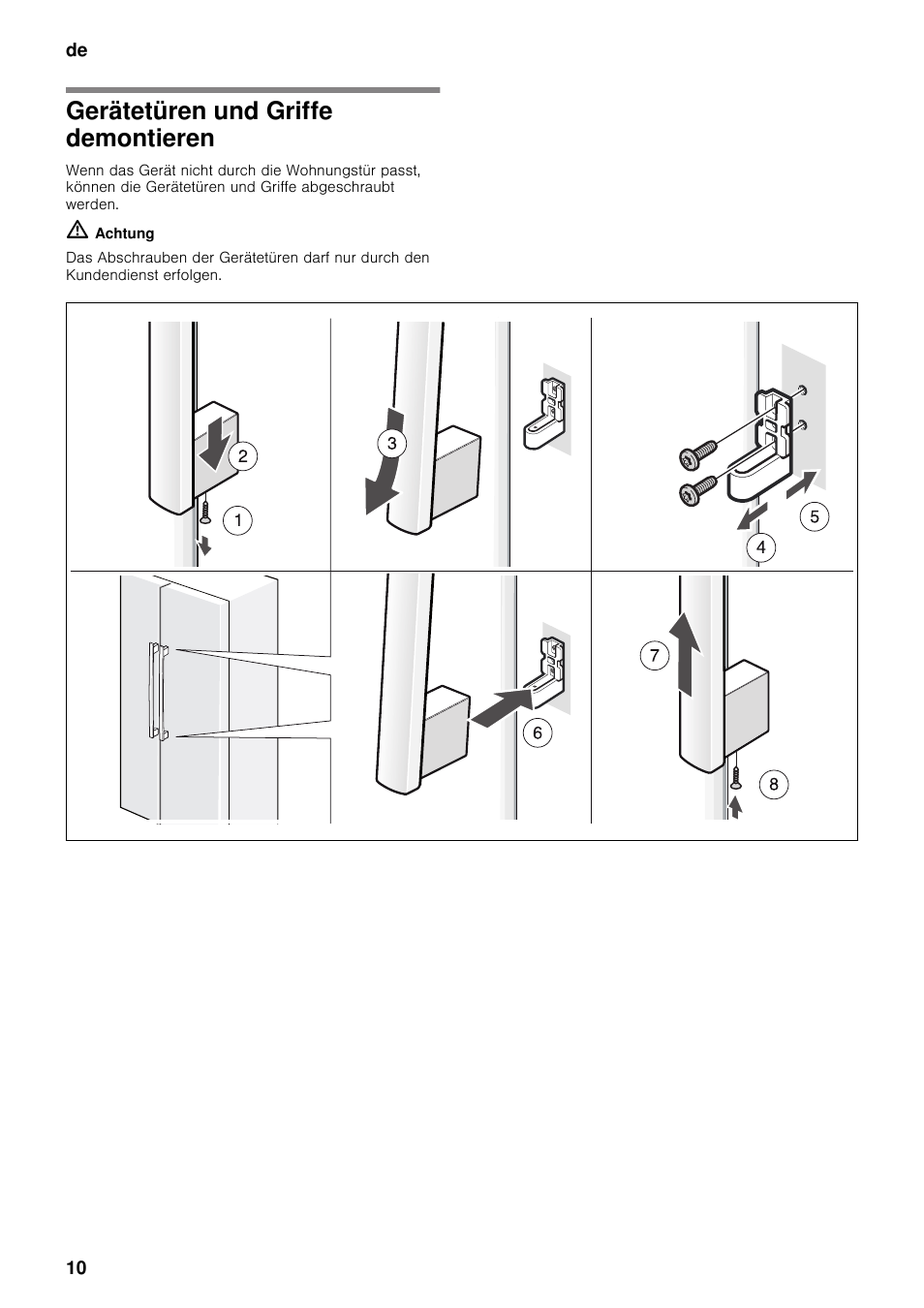 Gerätetüren und griffe demontieren | Neff K5920D1 User Manual | Page 10 / 129