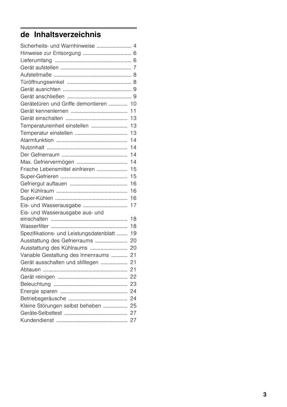 Neff K5920D1 User Manual | Page 3 / 129